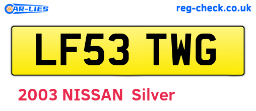 LF53TWG are the vehicle registration plates.