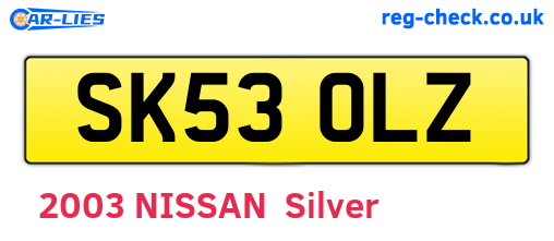 SK53OLZ are the vehicle registration plates.