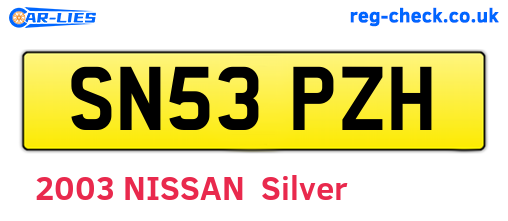 SN53PZH are the vehicle registration plates.