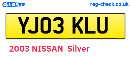 YJ03KLU are the vehicle registration plates.