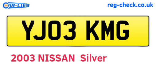 YJ03KMG are the vehicle registration plates.