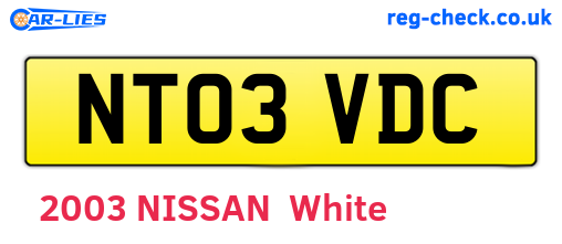 NT03VDC are the vehicle registration plates.