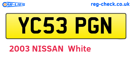 YC53PGN are the vehicle registration plates.