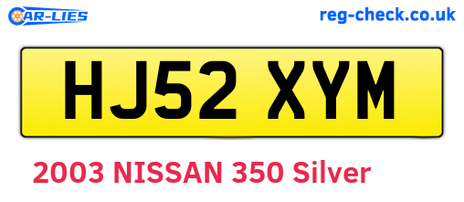 HJ52XYM are the vehicle registration plates.