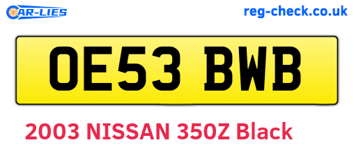OE53BWB are the vehicle registration plates.