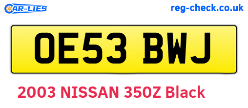 OE53BWJ are the vehicle registration plates.