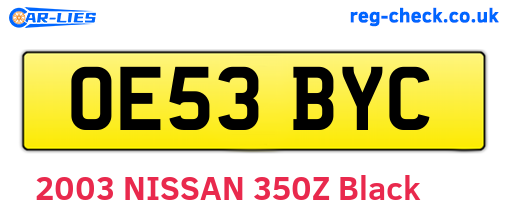 OE53BYC are the vehicle registration plates.
