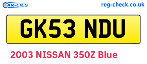 GK53NDU are the vehicle registration plates.