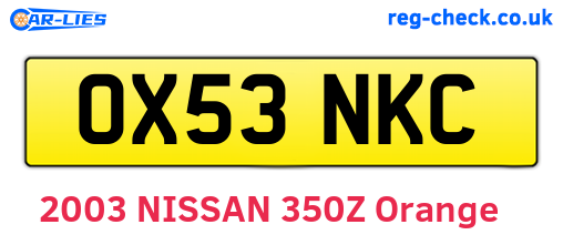 OX53NKC are the vehicle registration plates.
