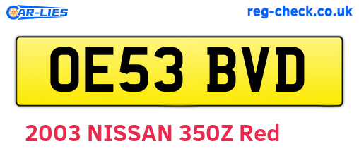 OE53BVD are the vehicle registration plates.