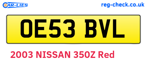 OE53BVL are the vehicle registration plates.