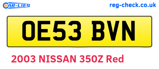 OE53BVN are the vehicle registration plates.