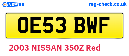 OE53BWF are the vehicle registration plates.
