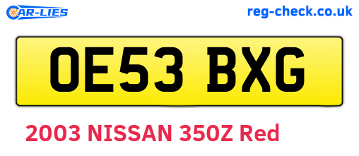 OE53BXG are the vehicle registration plates.