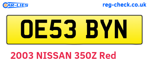 OE53BYN are the vehicle registration plates.