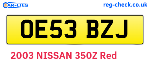 OE53BZJ are the vehicle registration plates.