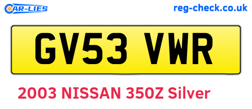 GV53VWR are the vehicle registration plates.
