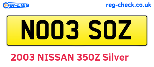 NO03SOZ are the vehicle registration plates.