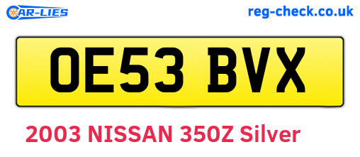 OE53BVX are the vehicle registration plates.