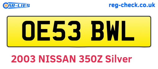 OE53BWL are the vehicle registration plates.