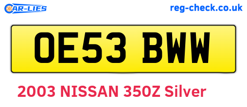 OE53BWW are the vehicle registration plates.