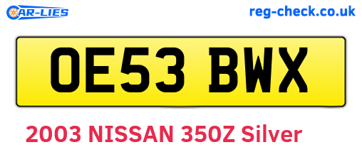 OE53BWX are the vehicle registration plates.
