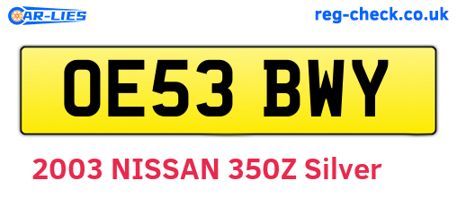 OE53BWY are the vehicle registration plates.