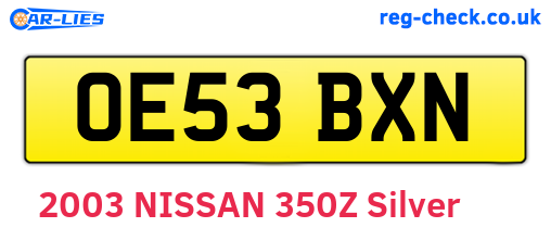 OE53BXN are the vehicle registration plates.