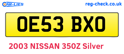 OE53BXO are the vehicle registration plates.