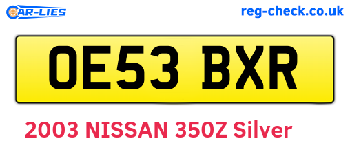 OE53BXR are the vehicle registration plates.