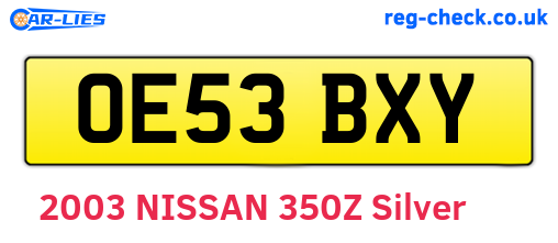 OE53BXY are the vehicle registration plates.