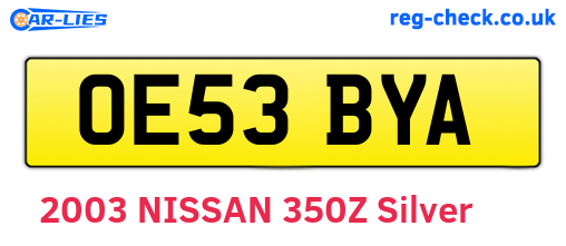 OE53BYA are the vehicle registration plates.