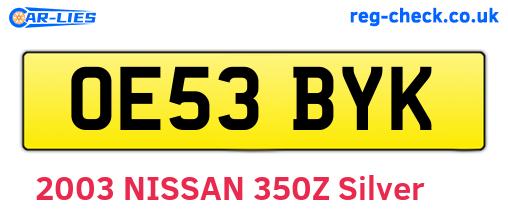 OE53BYK are the vehicle registration plates.