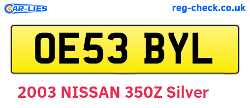 OE53BYL are the vehicle registration plates.