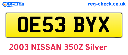 OE53BYX are the vehicle registration plates.