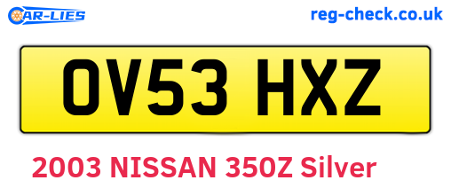 OV53HXZ are the vehicle registration plates.