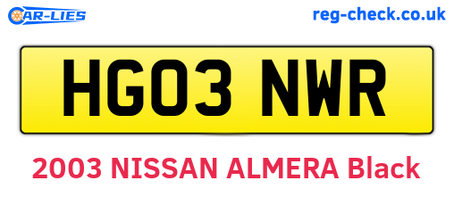 HG03NWR are the vehicle registration plates.