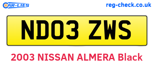 ND03ZWS are the vehicle registration plates.