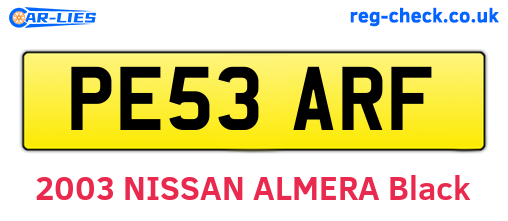 PE53ARF are the vehicle registration plates.