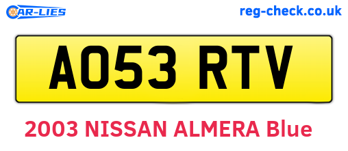 AO53RTV are the vehicle registration plates.