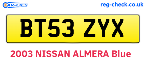 BT53ZYX are the vehicle registration plates.