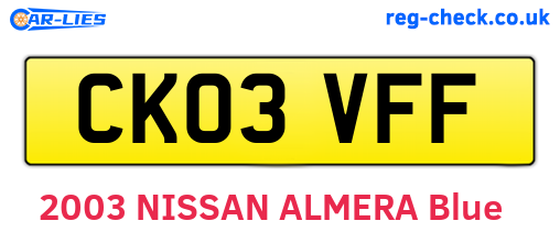 CK03VFF are the vehicle registration plates.