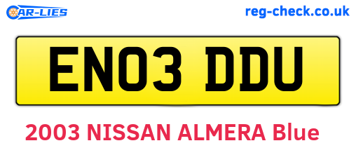 EN03DDU are the vehicle registration plates.