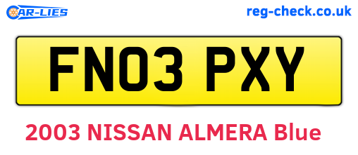 FN03PXY are the vehicle registration plates.
