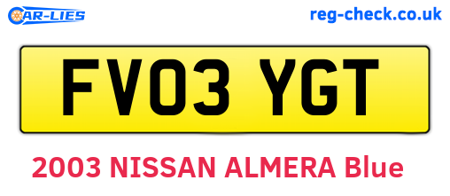 FV03YGT are the vehicle registration plates.
