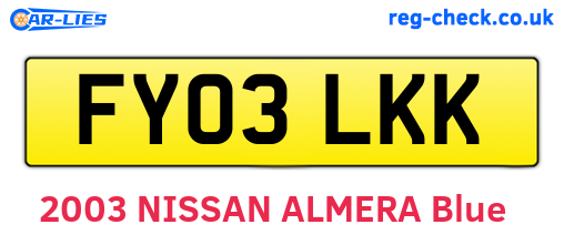 FY03LKK are the vehicle registration plates.
