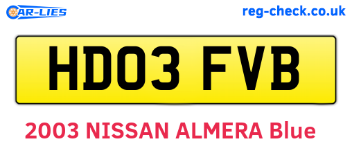 HD03FVB are the vehicle registration plates.