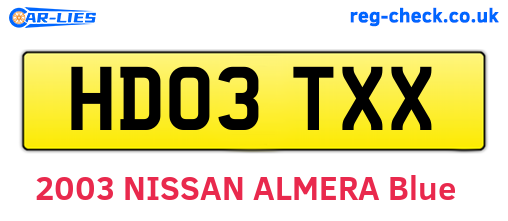 HD03TXX are the vehicle registration plates.