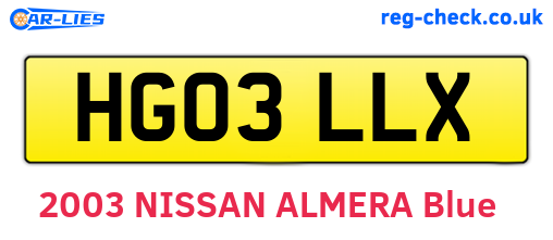 HG03LLX are the vehicle registration plates.