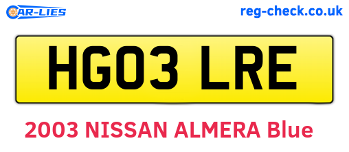 HG03LRE are the vehicle registration plates.
